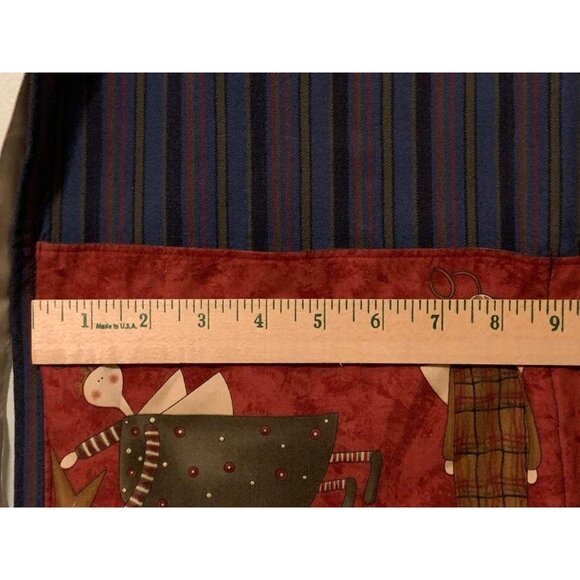 Vintage Holiday Angel Youth Apron 26" Festive Stripes Pockets Waist Tie Baking - Picture 9 of 9